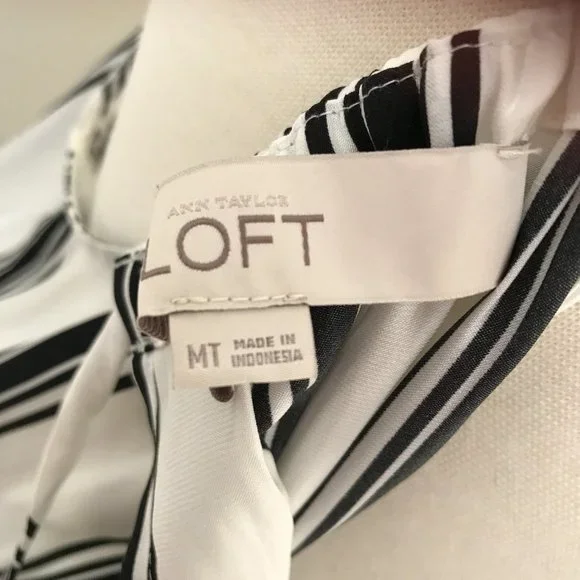 NWOT Loft Black & White Stripe Medium Tall Maxi Dress - Picture 9 of 11